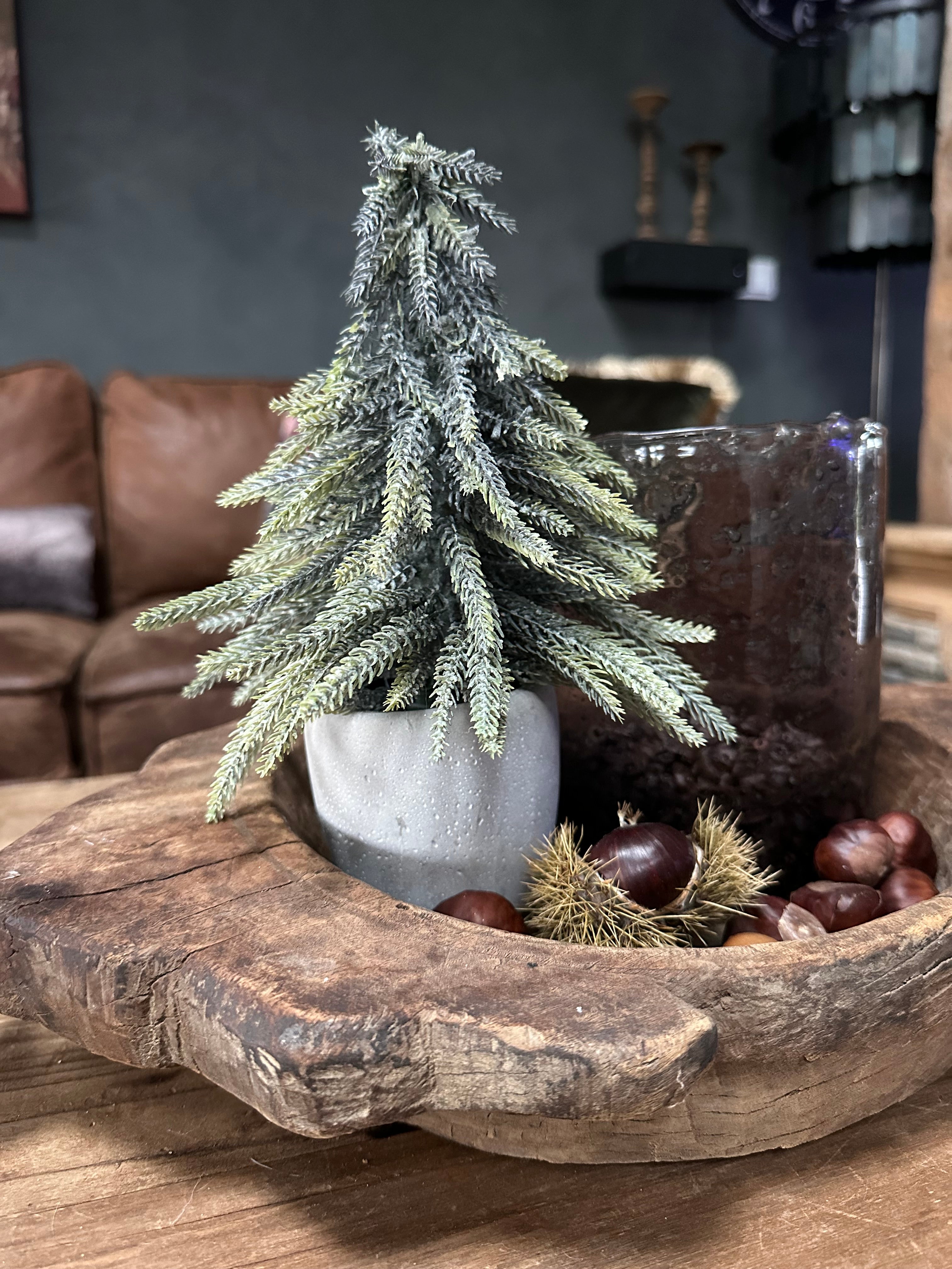 Kerstboompje in stenen potje 22 cm