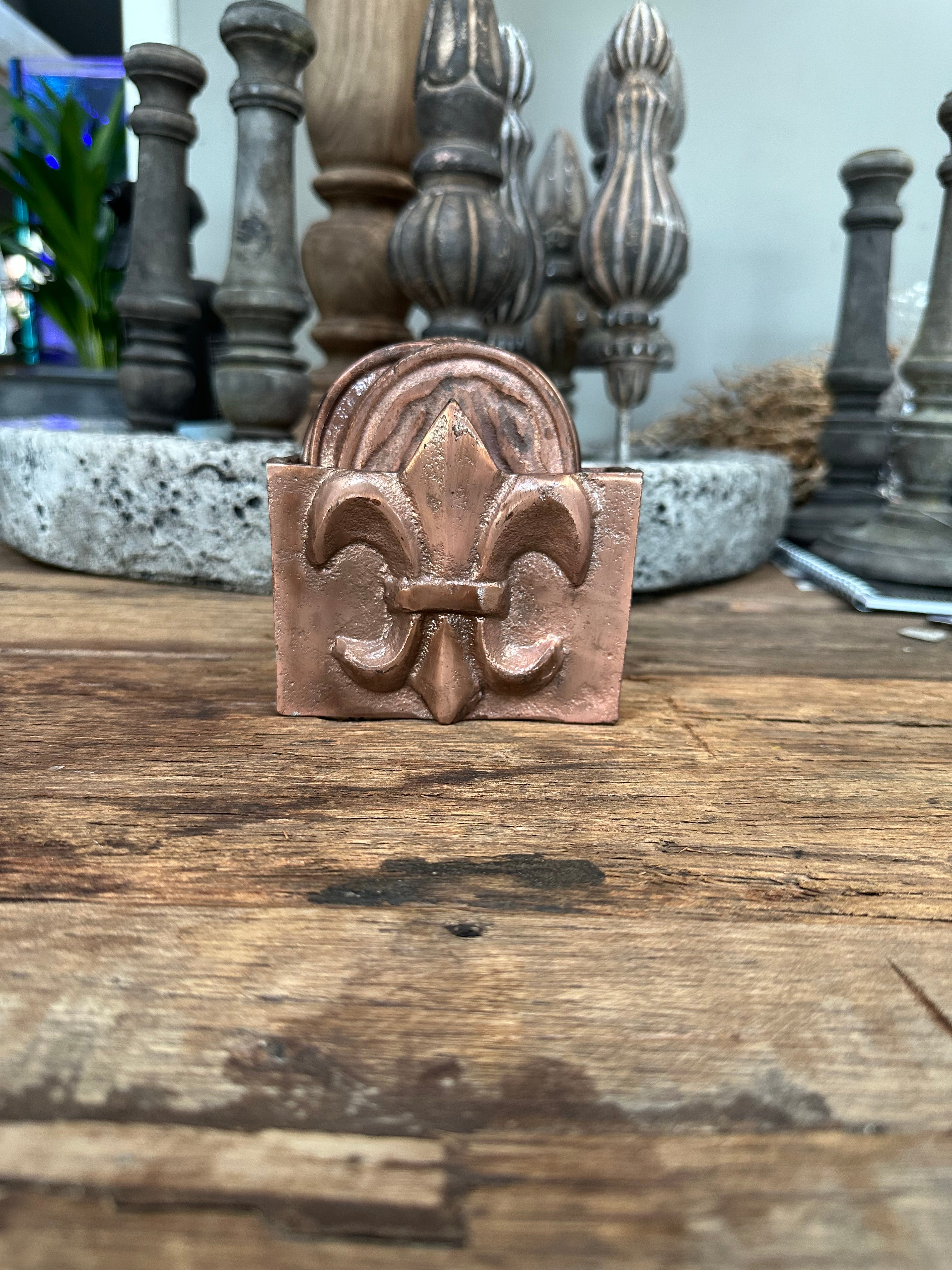 Metalen onderzetters in bakje Copper