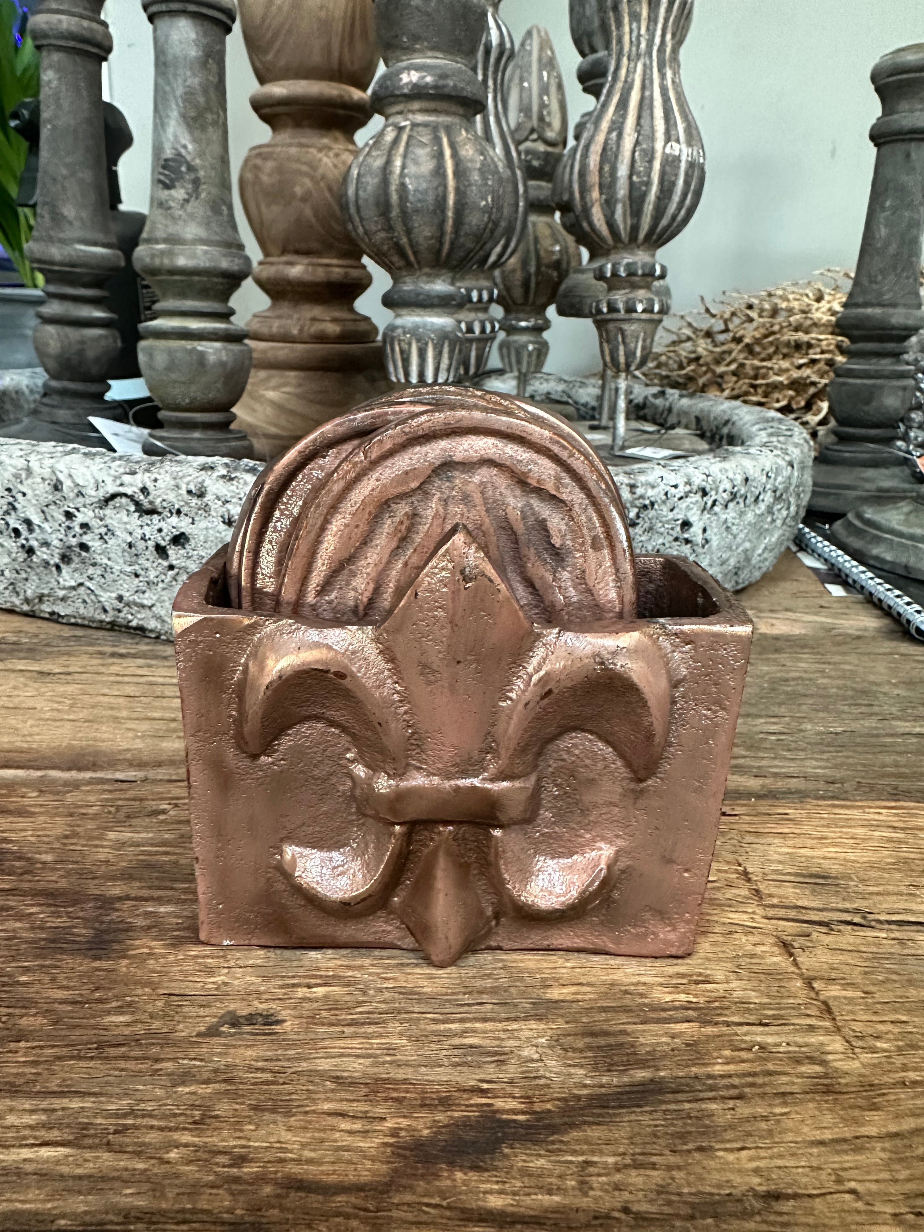 Metalen onderzetters in bakje Copper