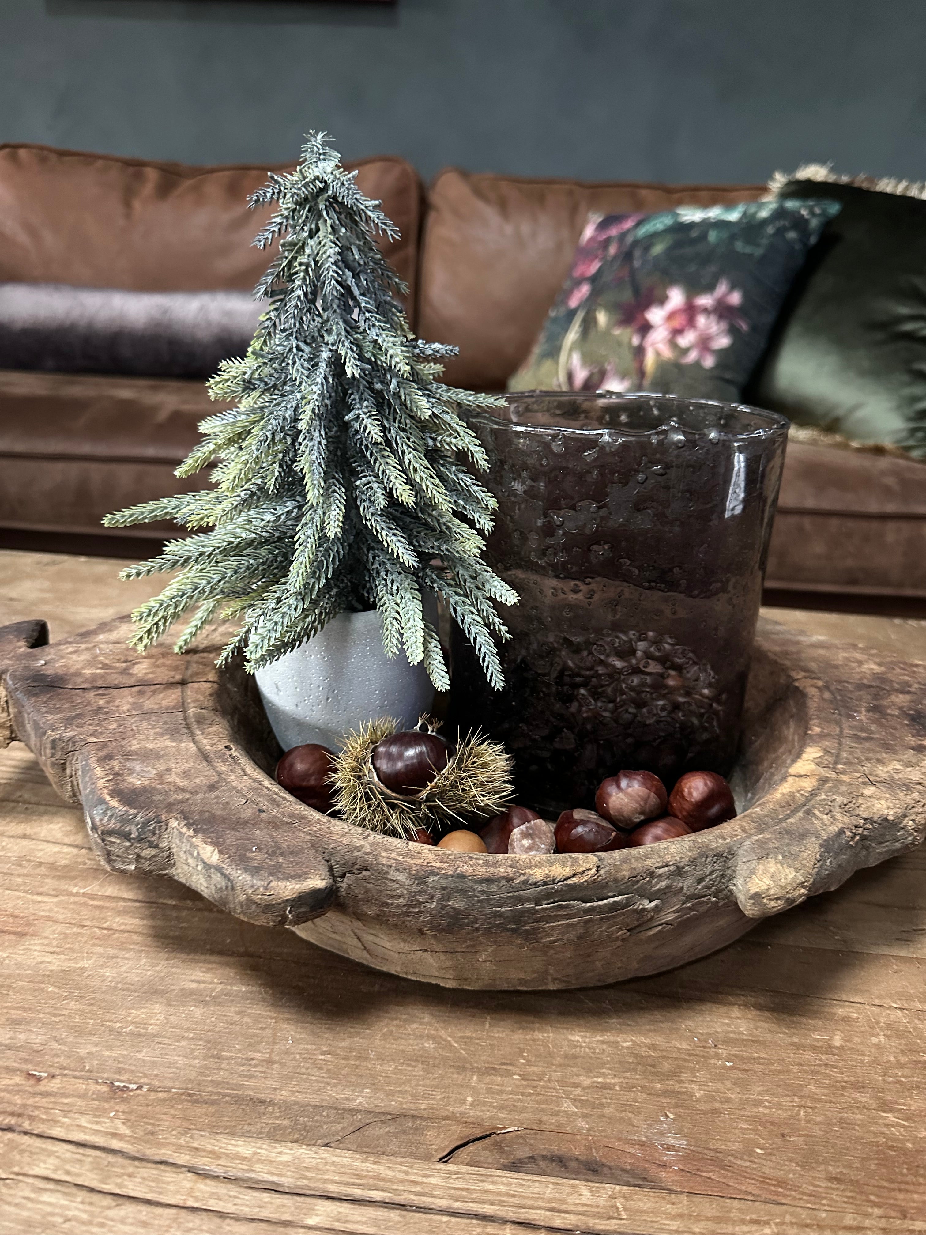 Kerstboompje in stenen potje 22 cm