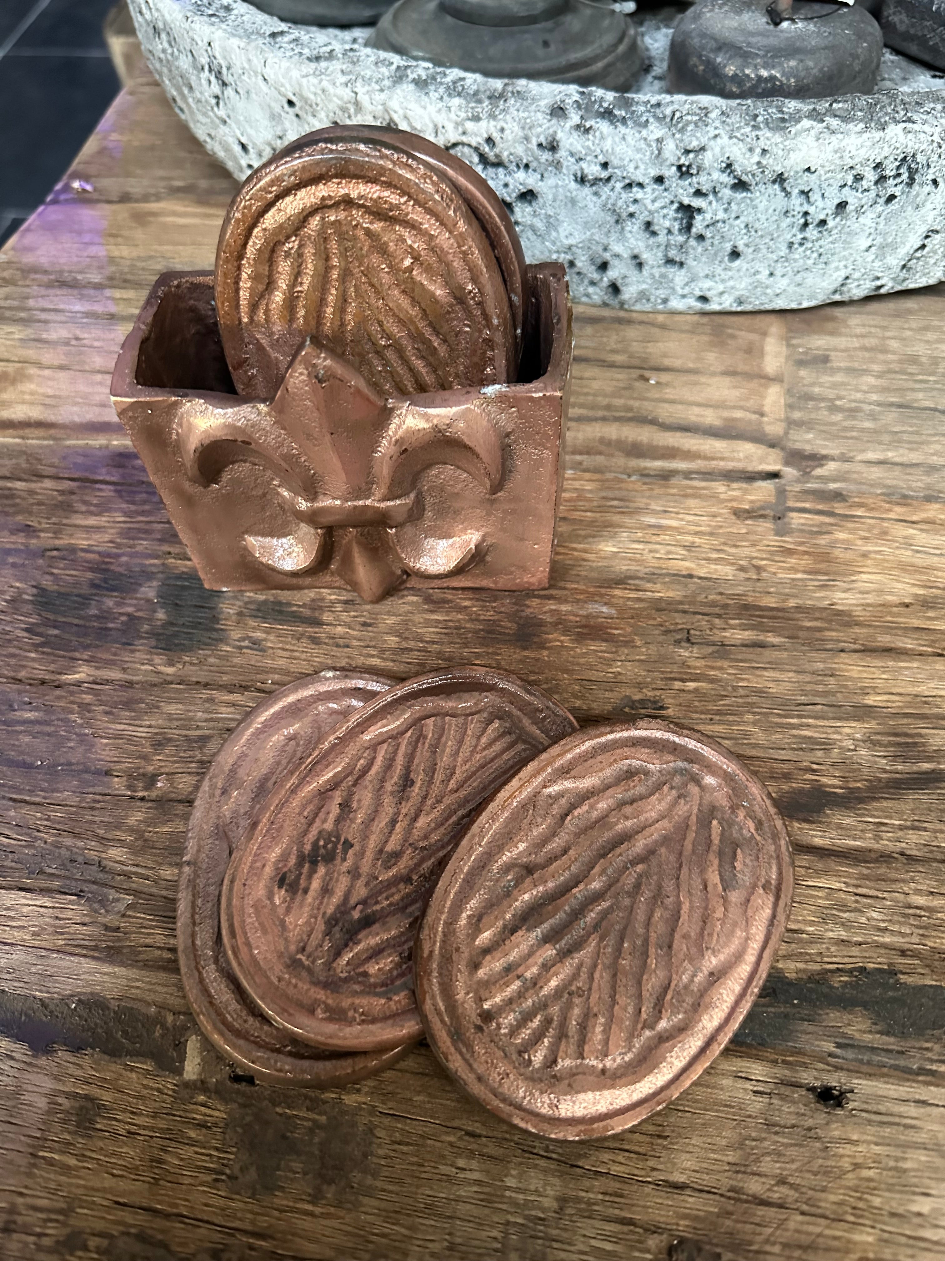 Metalen onderzetters in bakje Copper