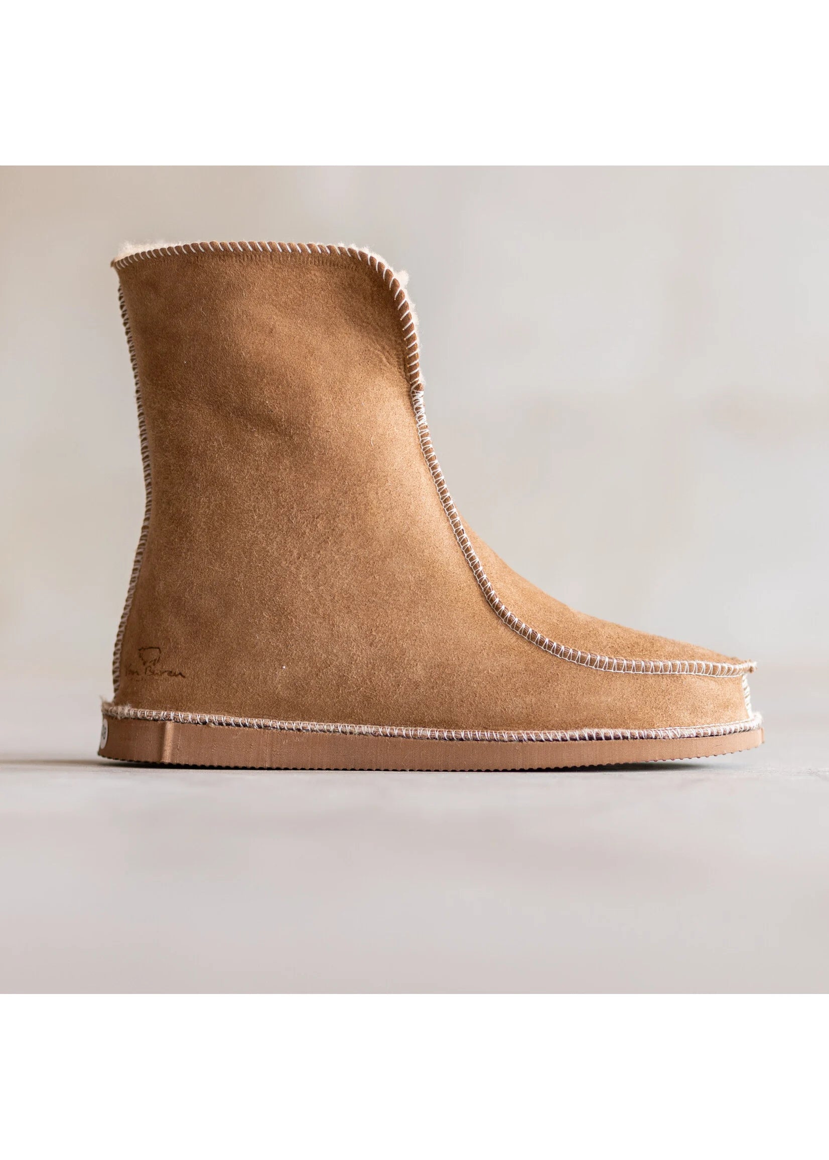 Van Buren Lamsvacht Hoge Pantoffels - Camel - Maat 37