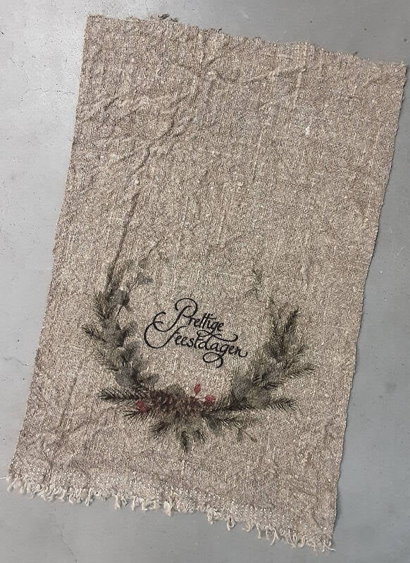 Gekleurde Shabby doek 30x45cm Fijne feestdagen