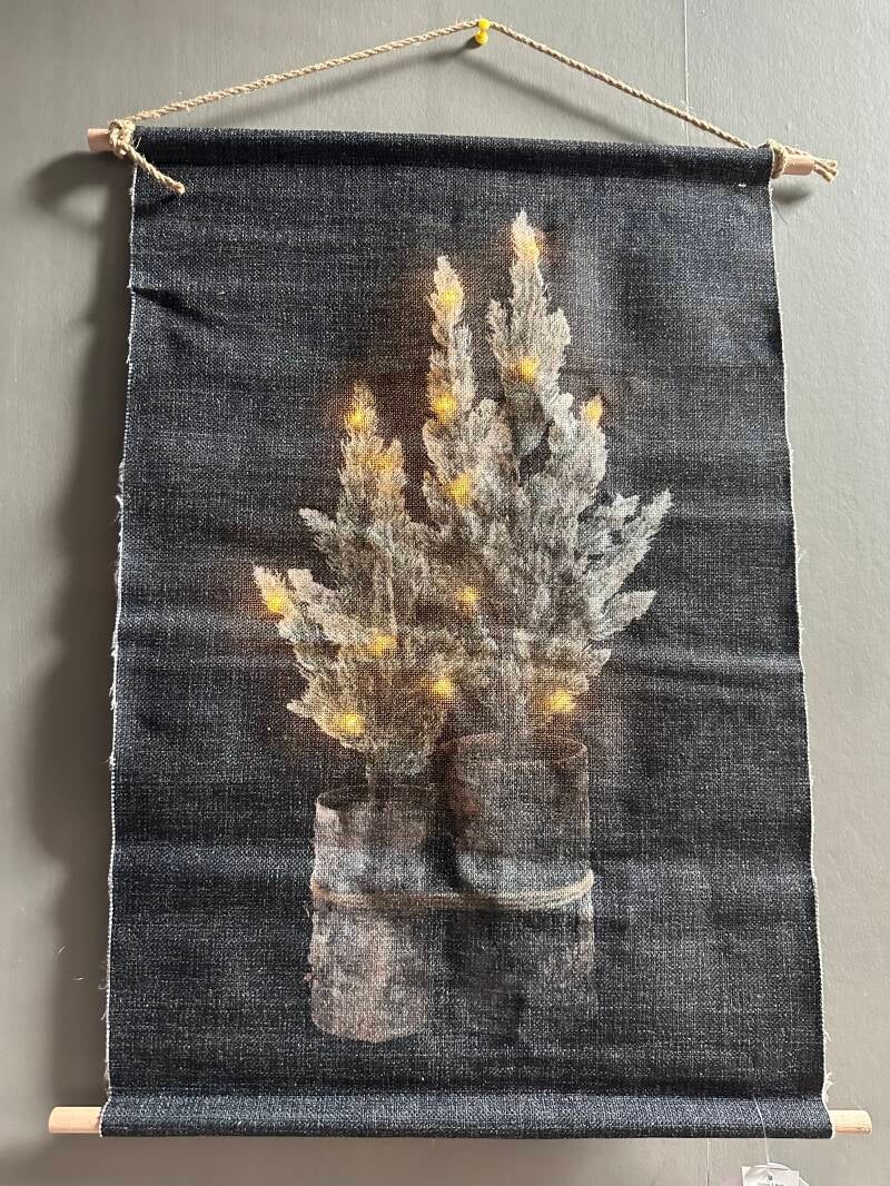 Wanddoek met ledlicht kerst