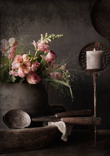 Dilite bord bloemen met spatel