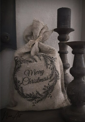 Shabby deco zak met Merry Christmas