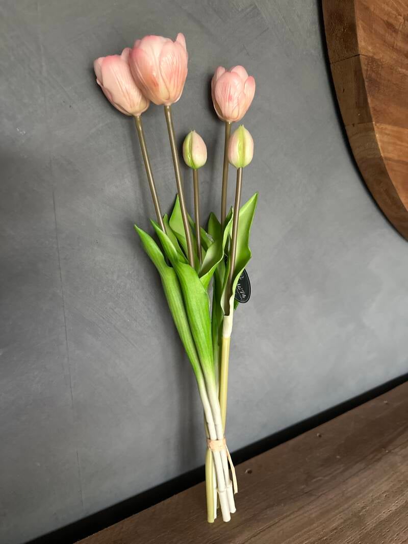 Tulpen dubbel blad roze 5stks 44cm