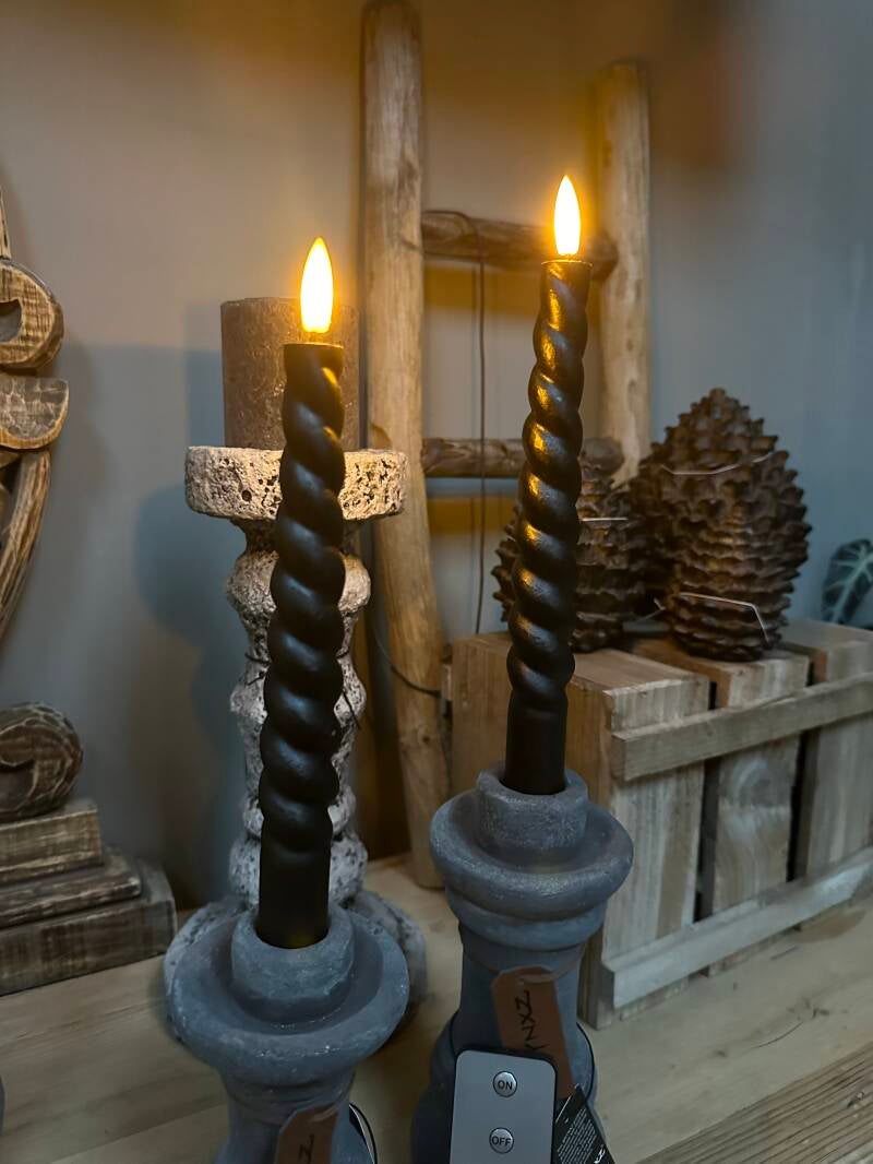 Anna's Collection LED dinerkaars Swirl zwart 23 cm 2 stuks