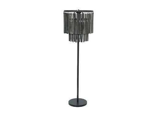 Vloerlamp met vergrijsd zwarte houten lamellen 150cm