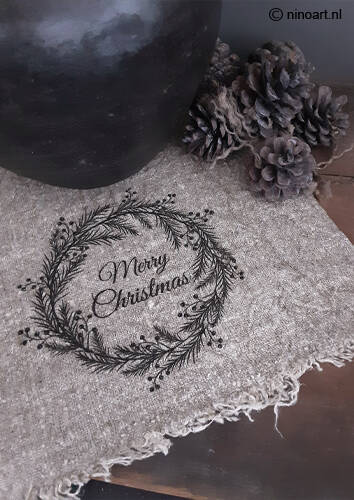 Shabby doek Merry Christmas maat S