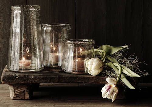 Spatscherm Bajot kaarsen en tulpen — 60x80cm