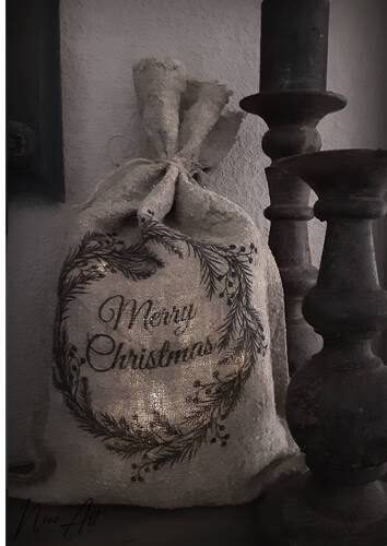 Shabby deco zak met Merry Christmas