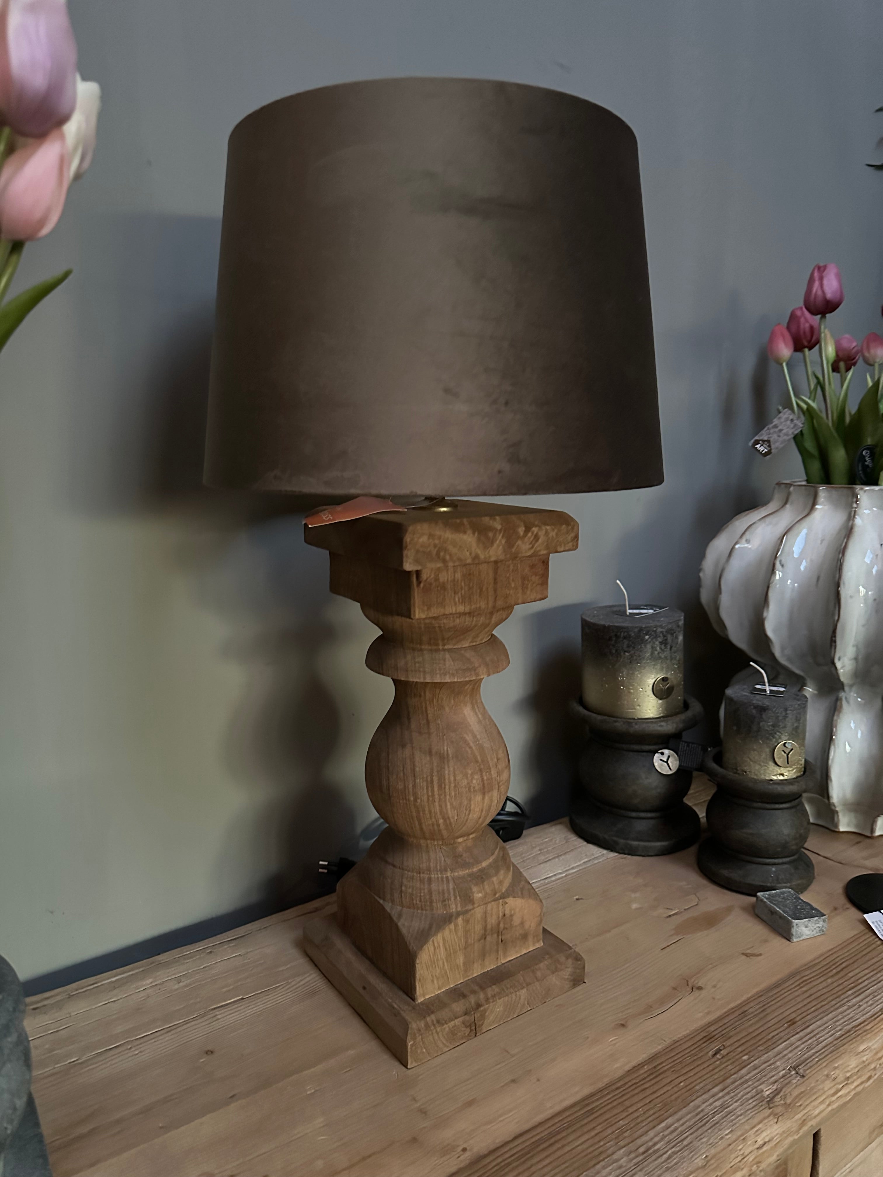 Balusterlamp hout 35cm