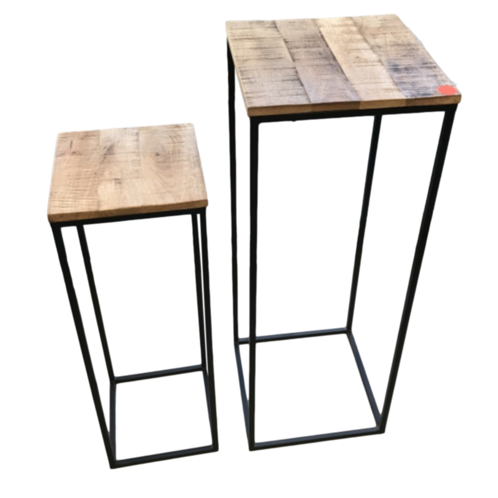 Iron & Wood Side Table (Set of 2)